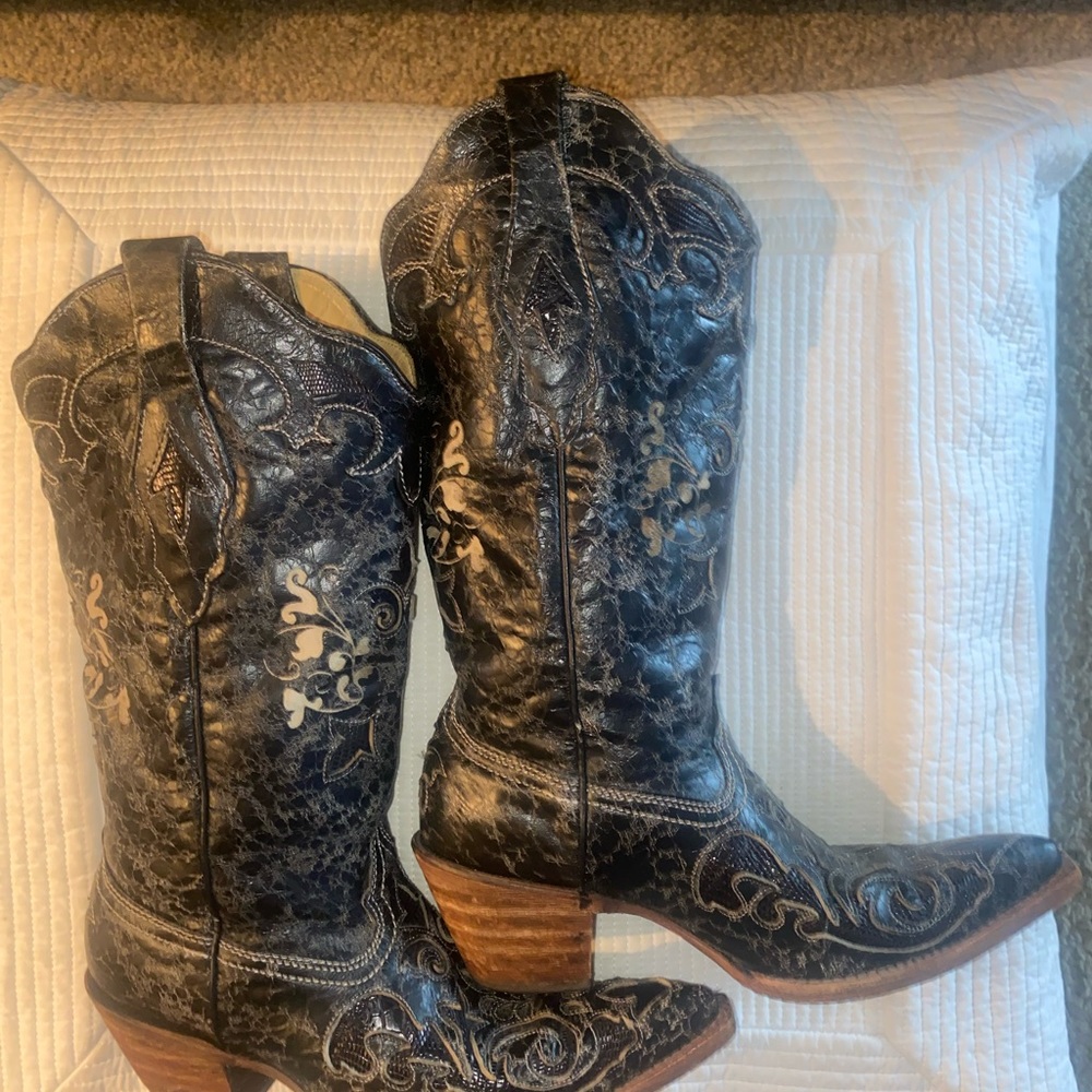 Corral Vintage Leather Lizard Inlay Western Boot, Size 6.5M - Picture 7 of 14